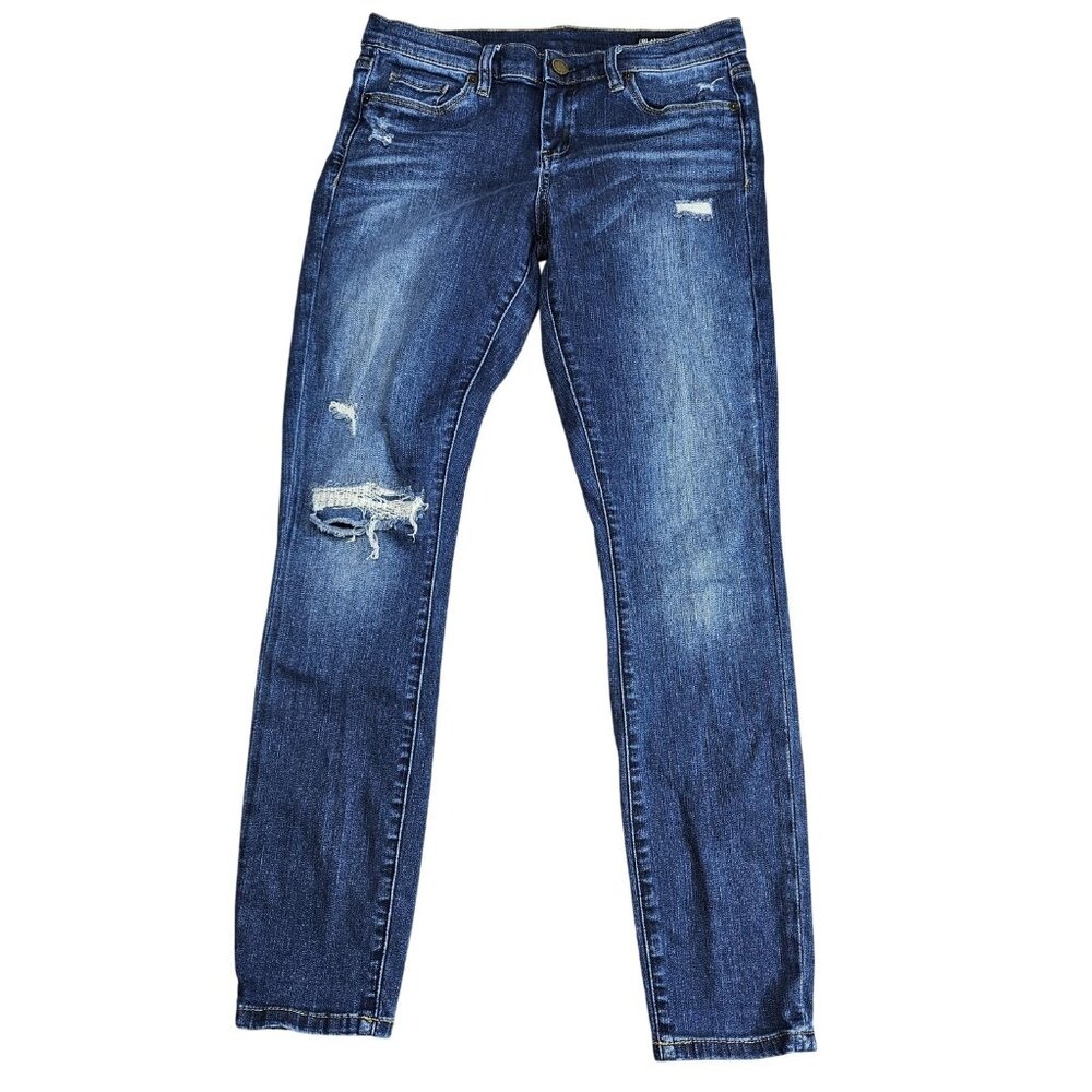 BLANKNYC The Reade Jeans Womens 28 Blue Mid Rise Classic Skinny Distressed Denim